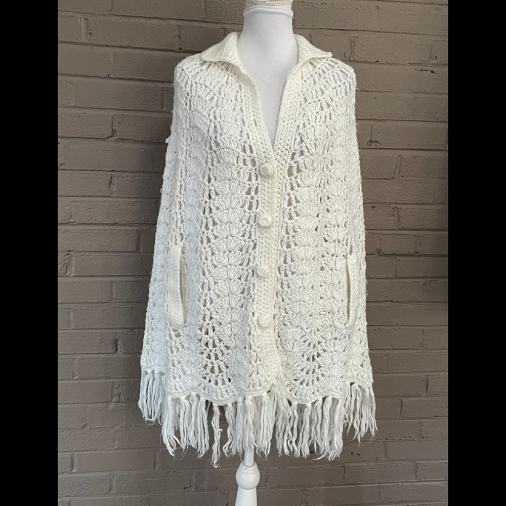 Vintage  70’s knit armed poncho  M